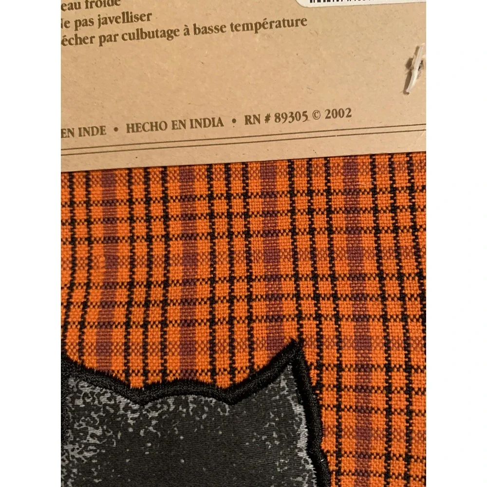 Folk Art Cat Pumpkin Halloween Tea Kitchen Towels Set of 2 NEW